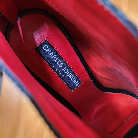 Charles Jourdan Leather Peep Toe Booties - Picture 5 of 11